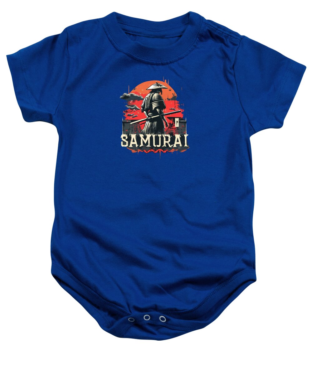 Samurai Warrior Vintage Sunset - Baby Onesie