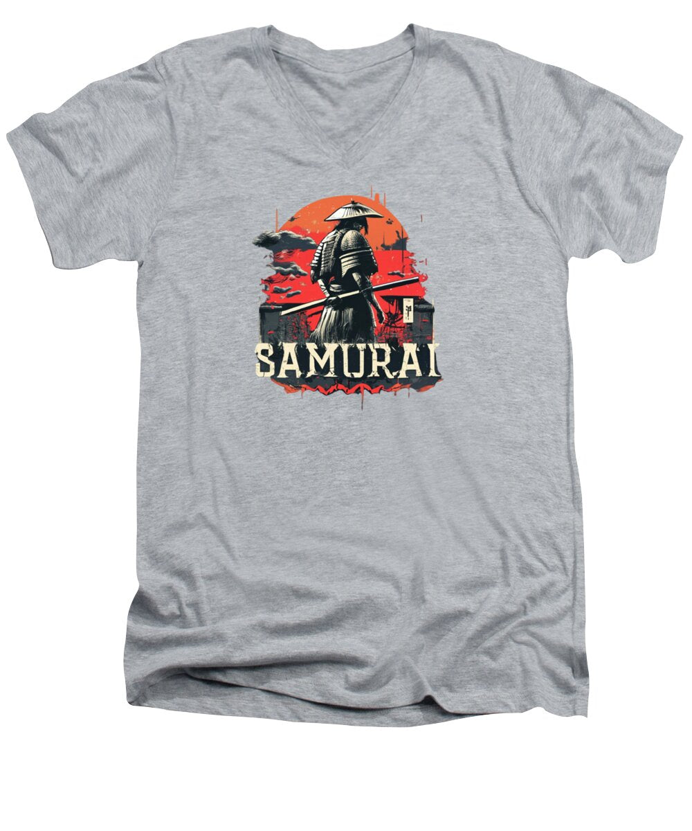 Samurai Warrior Vintage Sunset - Men's V-Neck T-Shirt