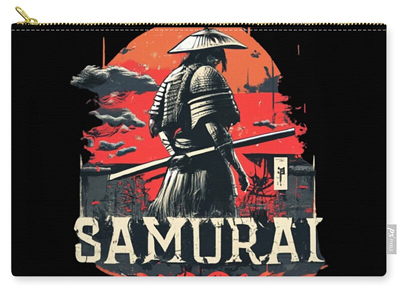 Samurai Warrior Vintage Sunset - Zip Pouch