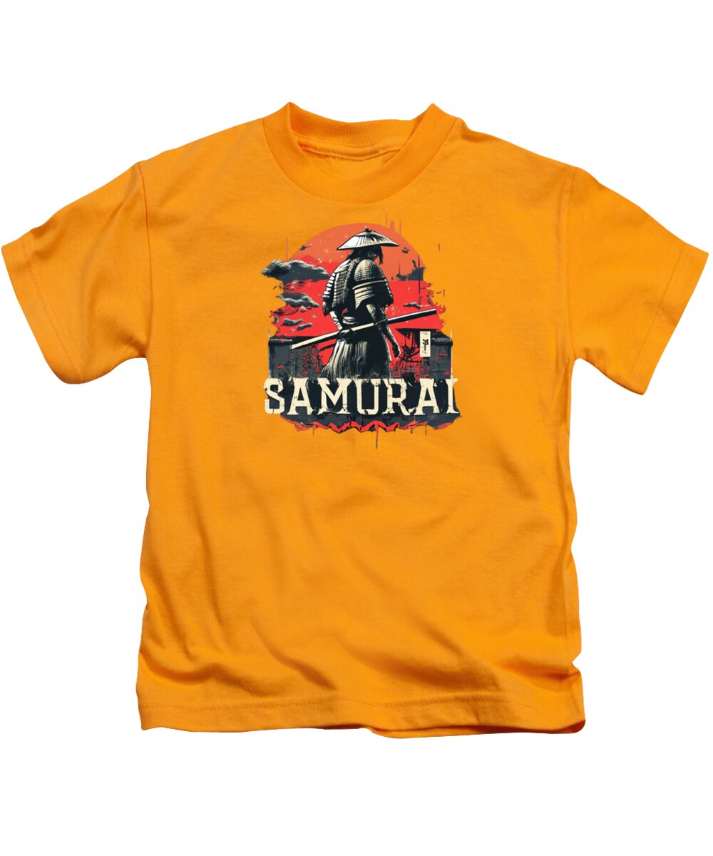 Samurai Warrior Vintage Sunset - Kids T-Shirt