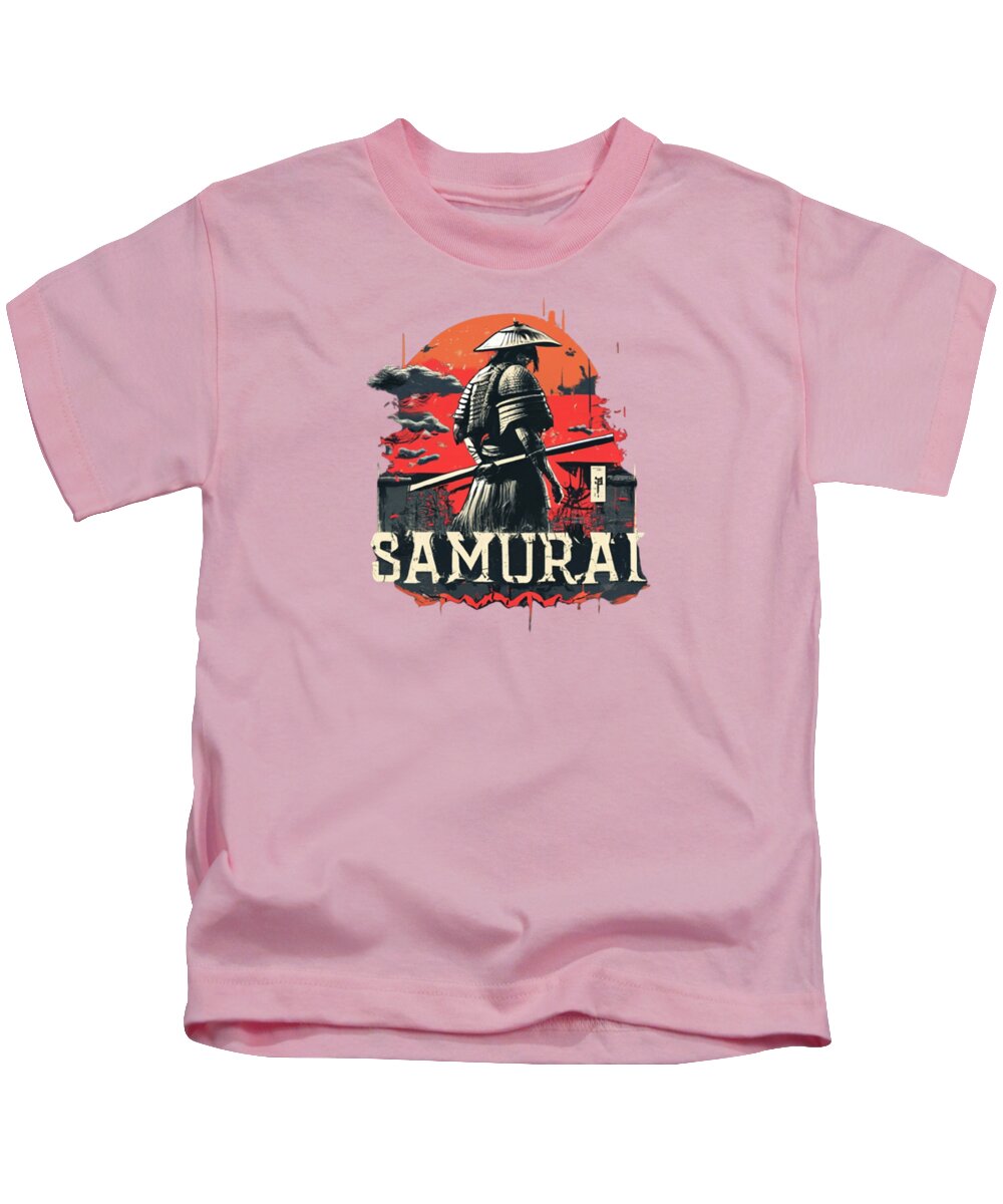 Samurai Warrior Vintage Sunset - Kids T-Shirt