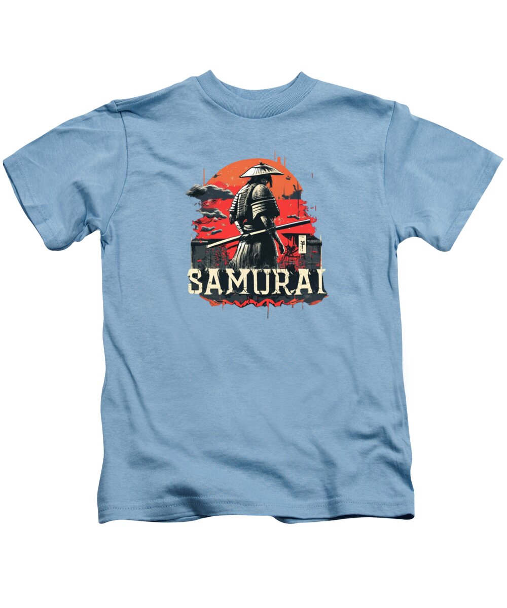 Samurai Warrior Vintage Sunset - Kids T-Shirt