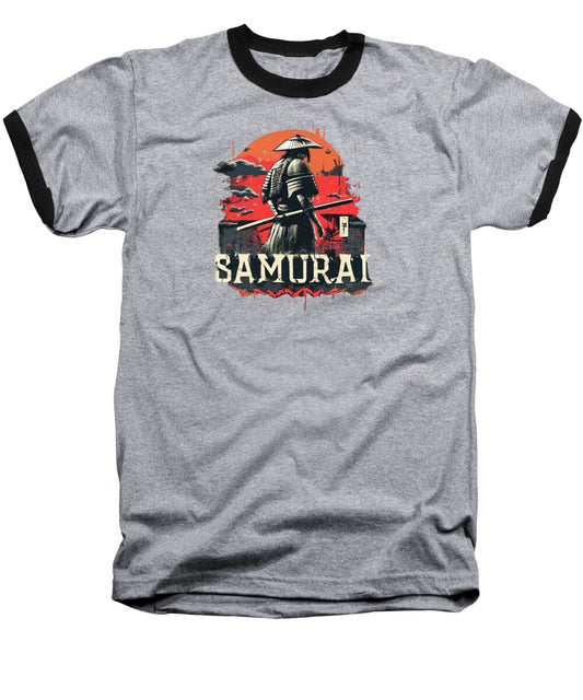 Samurai Warrior Vintage Sunset - Baseball T-Shirt