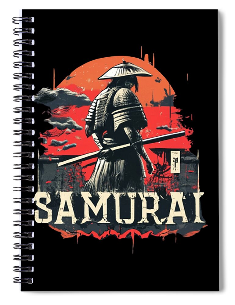Samurai Warrior Vintage Sunset - Spiral Notebook