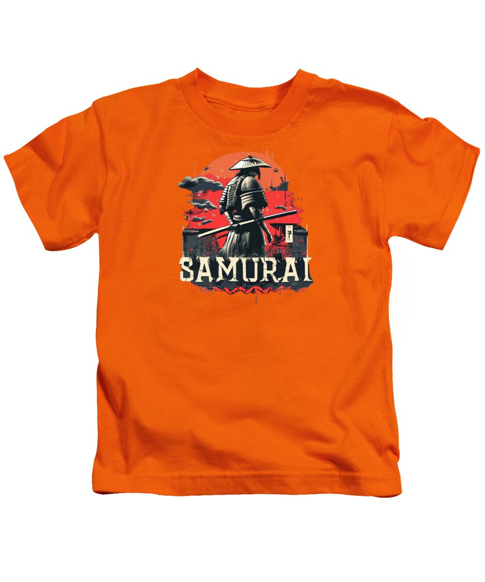 Samurai Warrior Vintage Sunset - Kids T-Shirt