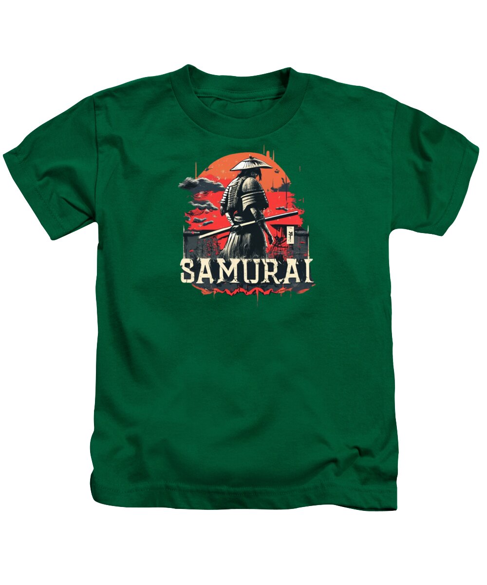Samurai Warrior Vintage Sunset - Kids T-Shirt