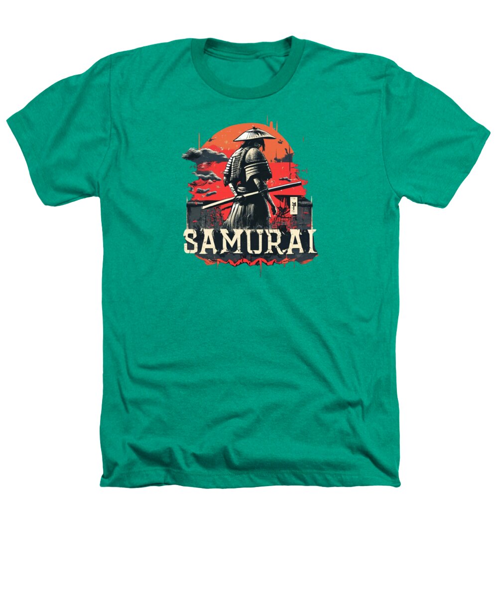 Samurai Warrior Vintage Sunset - Heathers T-Shirt