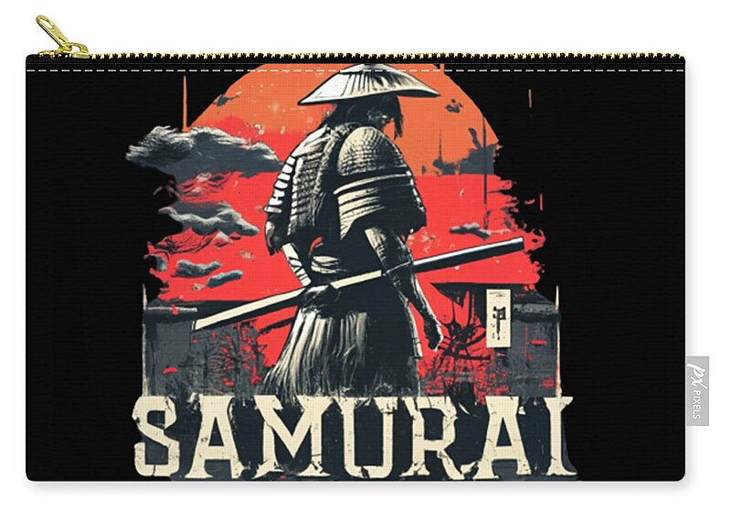 Samurai Warrior Vintage Sunset - Zip Pouch
