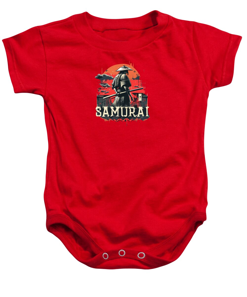 Samurai Warrior Vintage Sunset - Baby Onesie