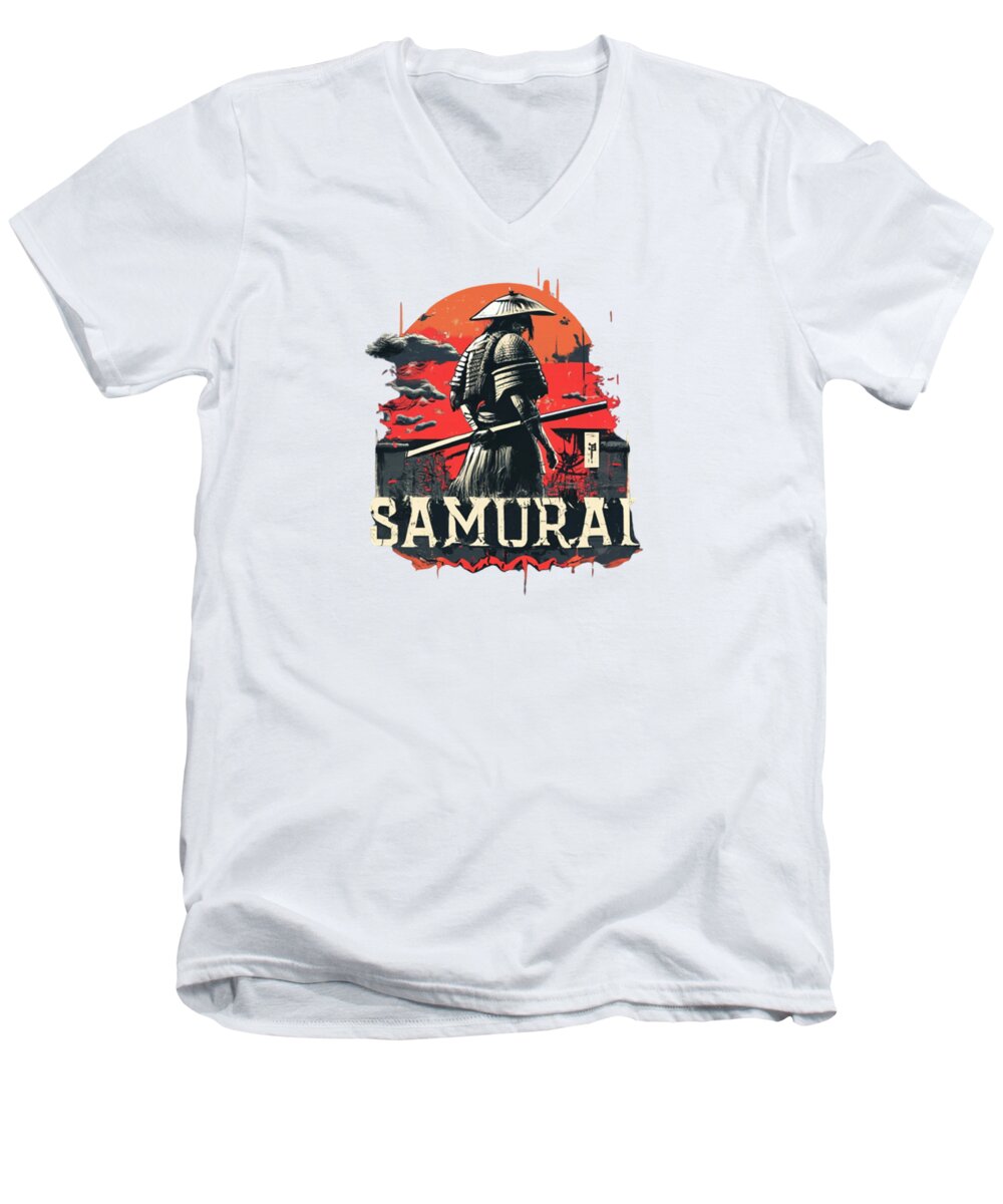 Samurai Warrior Vintage Sunset - Men's V-Neck T-Shirt