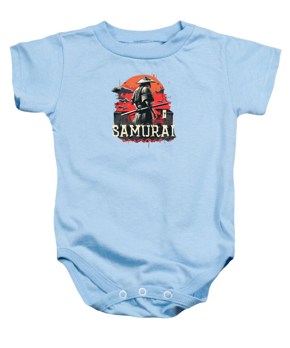 Samurai Warrior Vintage Sunset - Baby Onesie