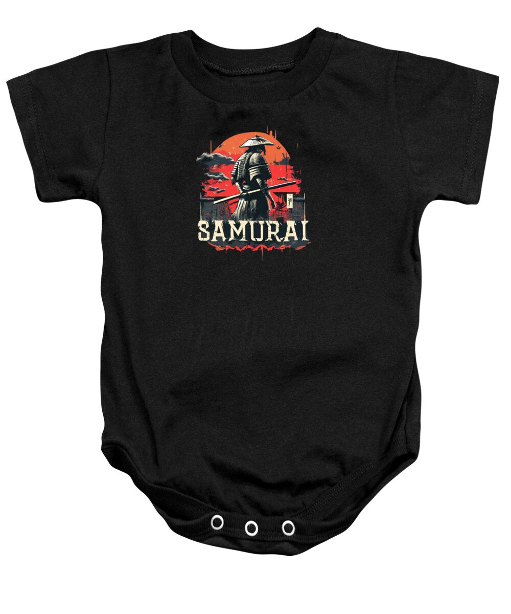 Samurai Warrior Vintage Sunset - Baby Onesie
