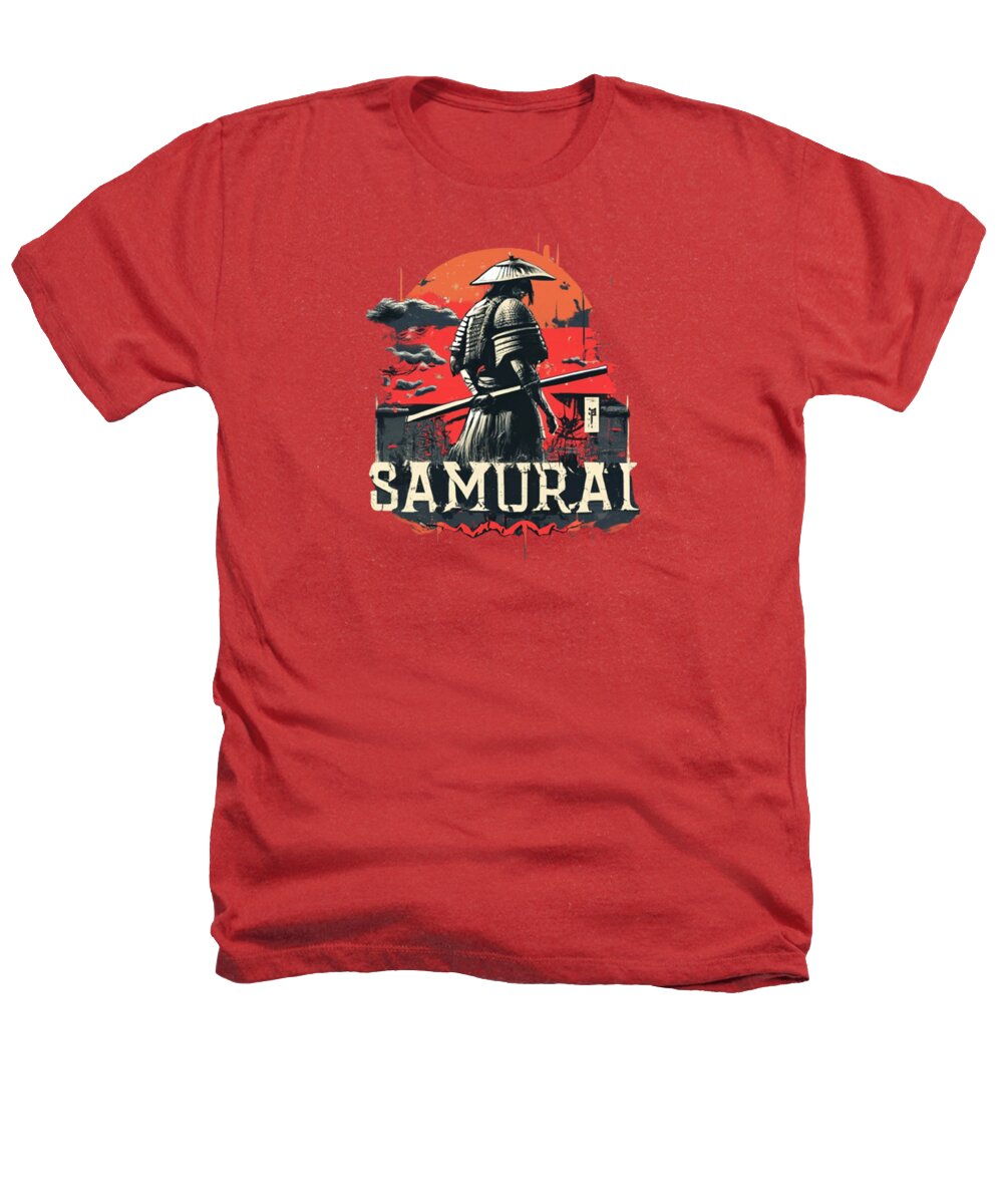 Samurai Warrior Vintage Sunset - Heathers T-Shirt