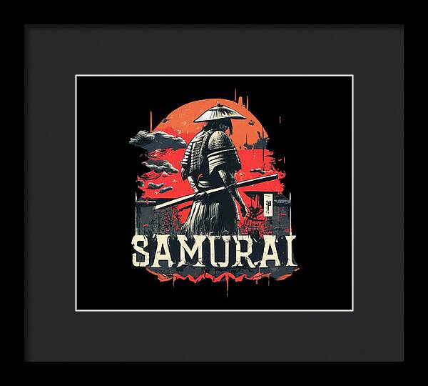 Samurai Warrior Vintage Sunset - Framed Print