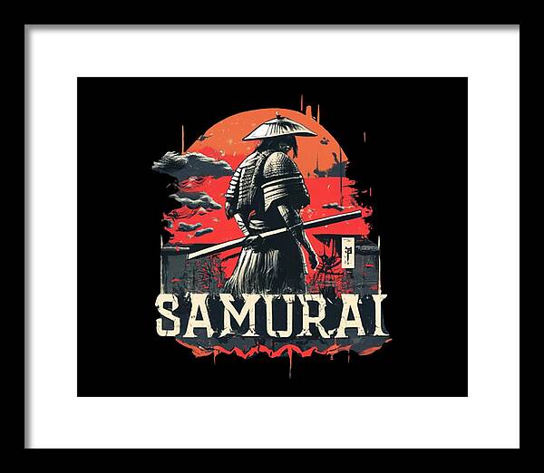 Samurai Warrior Vintage Sunset - Framed Print