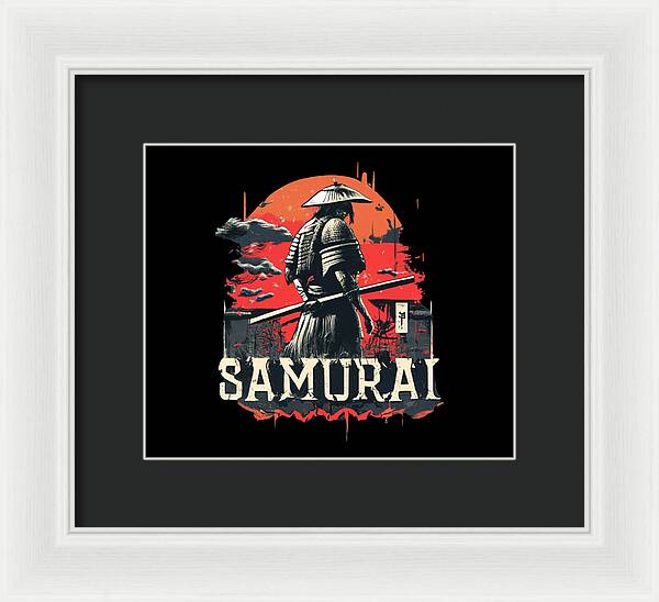 Samurai Warrior Vintage Sunset - Framed Print