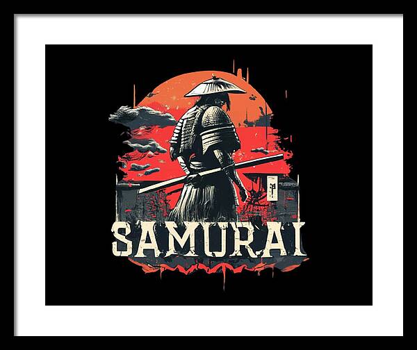 Samurai Warrior Vintage Sunset - Framed Print