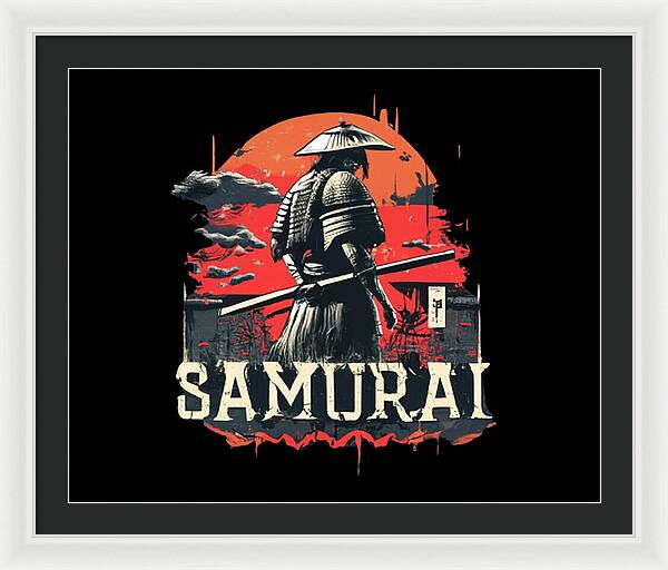 Samurai Warrior Vintage Sunset - Framed Print