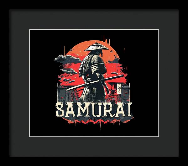 Samurai Warrior Vintage Sunset - Framed Print