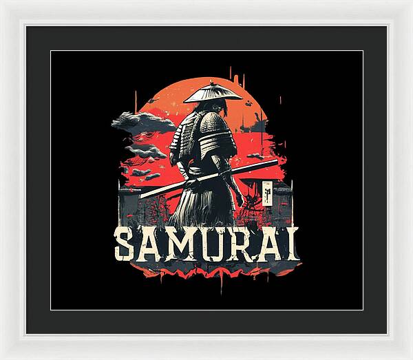 Samurai Warrior Vintage Sunset - Framed Print