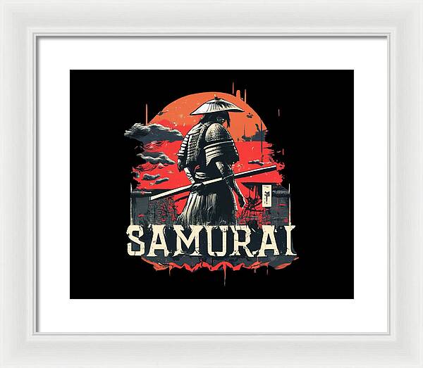 Samurai Warrior Vintage Sunset - Framed Print