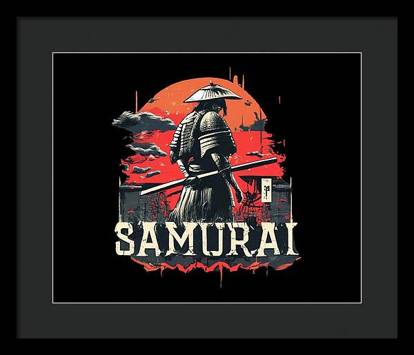 Samurai Warrior Vintage Sunset - Framed Print