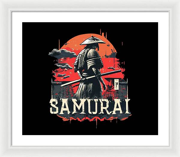 Samurai Warrior Vintage Sunset - Framed Print