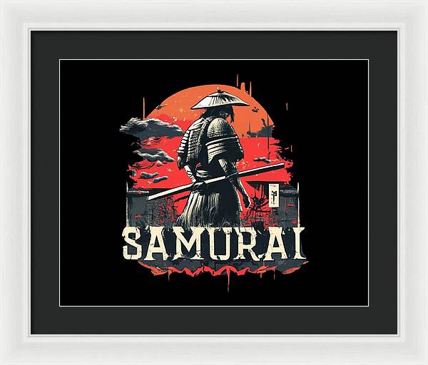 Samurai Warrior Vintage Sunset - Framed Print