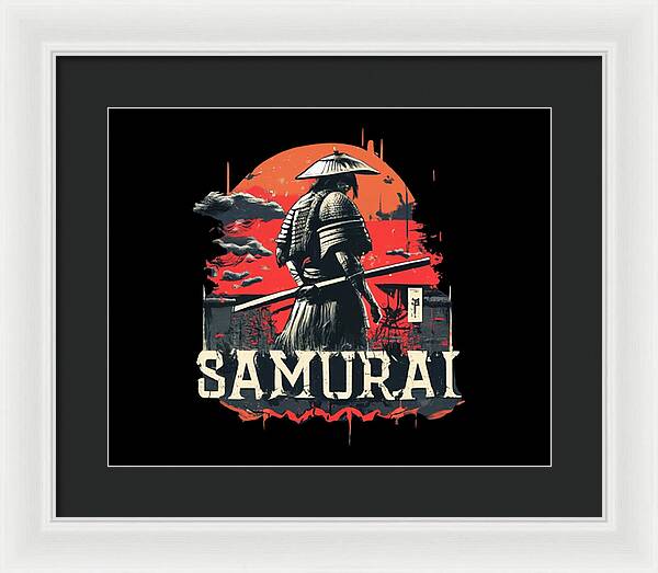 Samurai Warrior Vintage Sunset - Framed Print