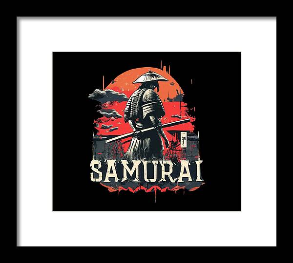 Samurai Warrior Vintage Sunset - Framed Print