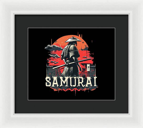 Samurai Warrior Vintage Sunset - Framed Print