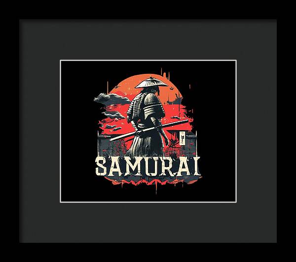 Samurai Warrior Vintage Sunset - Framed Print