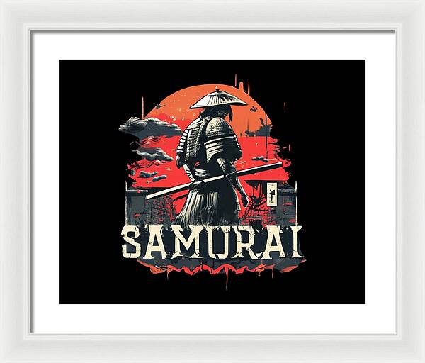 Samurai Warrior Vintage Sunset - Framed Print