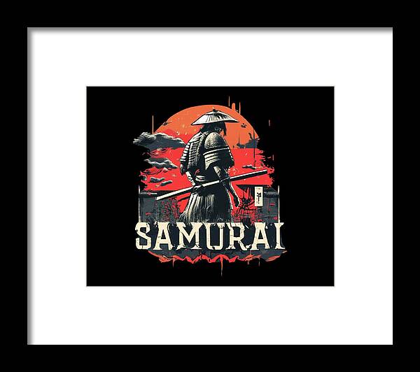 Samurai Warrior Vintage Sunset - Framed Print