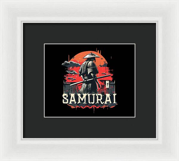 Samurai Warrior Vintage Sunset - Framed Print