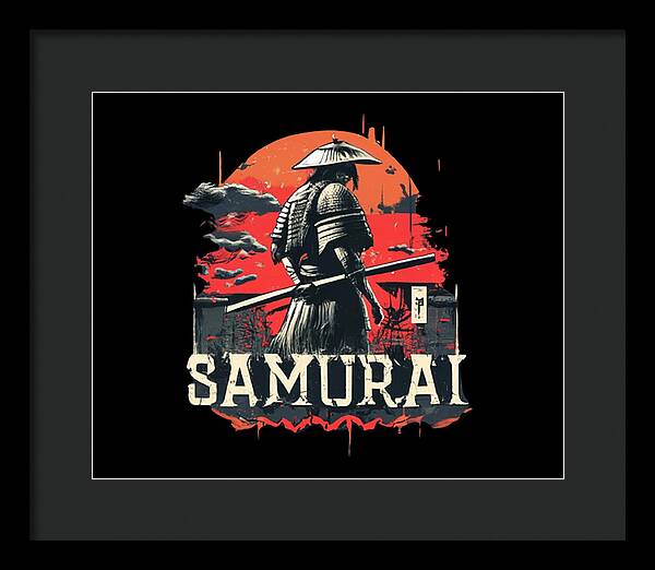 Samurai Warrior Vintage Sunset - Framed Print