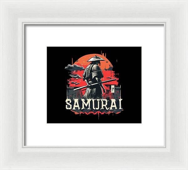Samurai Warrior Vintage Sunset - Framed Print