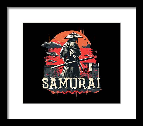 Samurai Warrior Vintage Sunset - Framed Print
