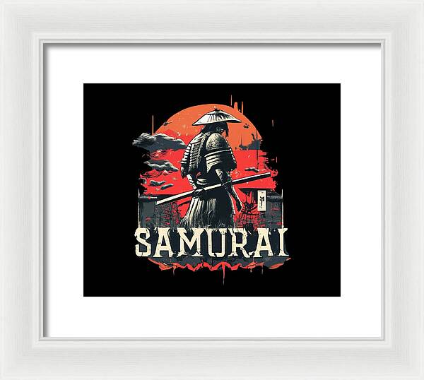 Samurai Warrior Vintage Sunset - Framed Print
