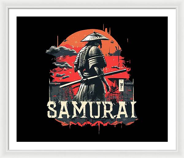 Samurai Warrior Vintage Sunset - Framed Print
