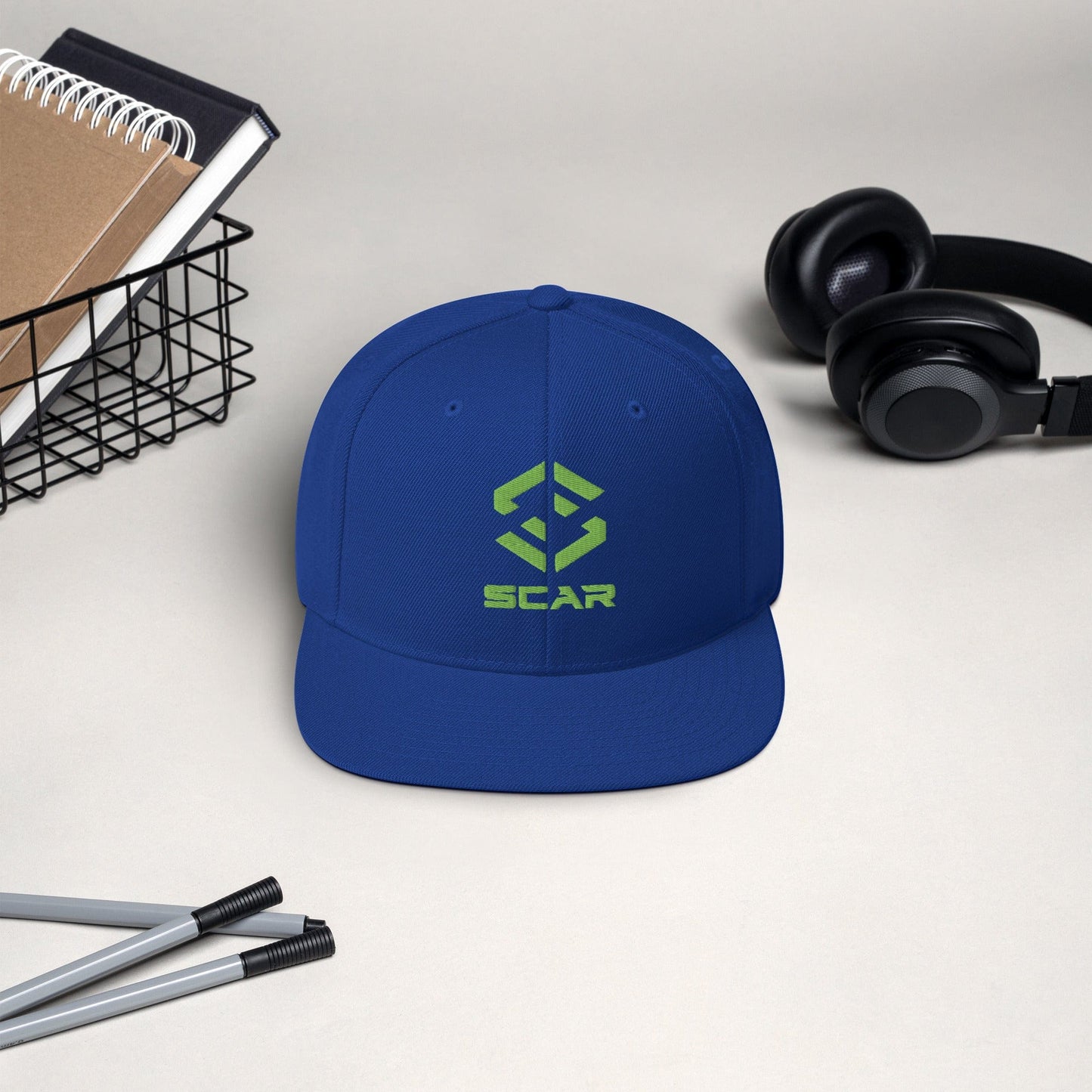 Scar Design Logo Snapback Embroidered Hat Royal Blue