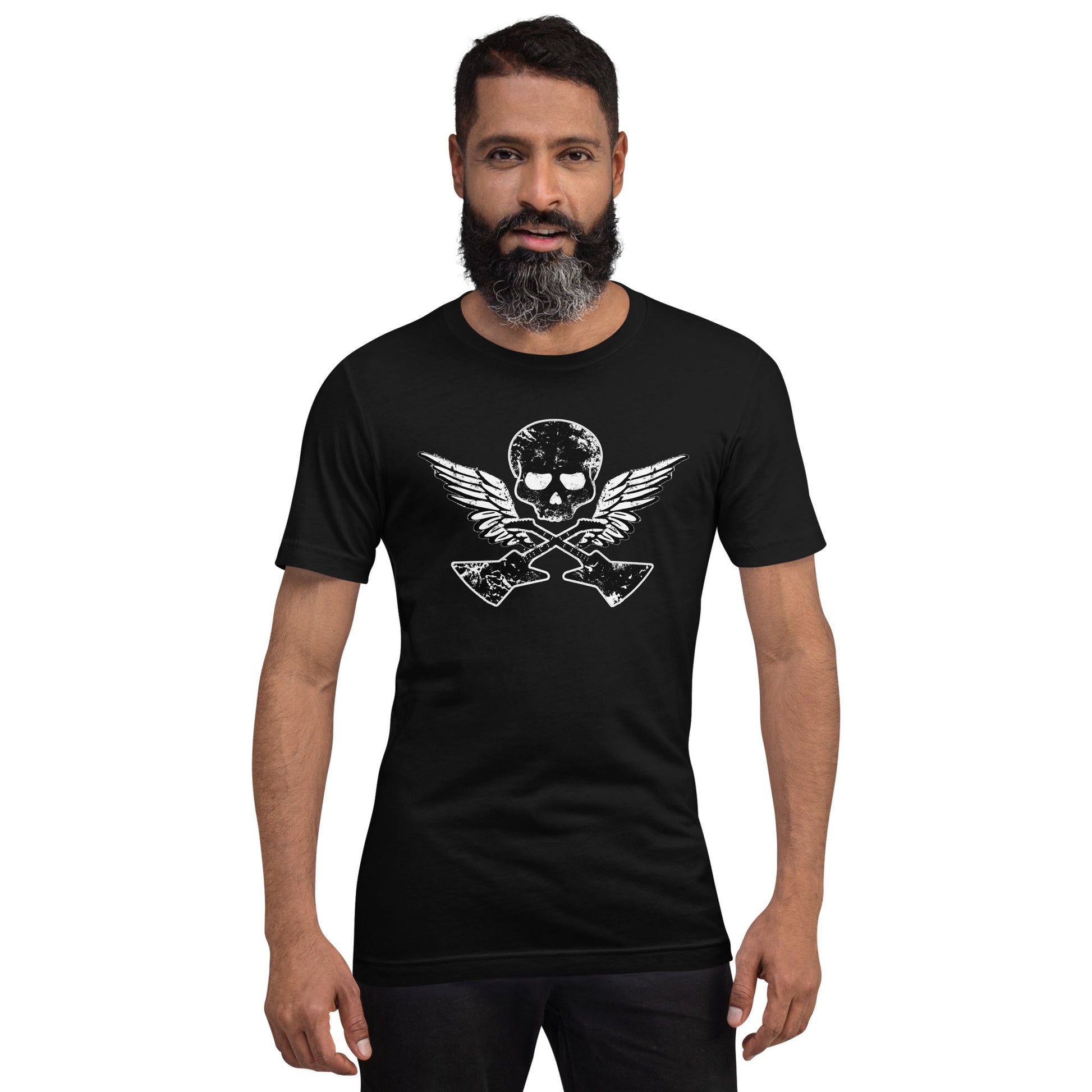 Scar Design T shirt Skull Guitar Wings T-shirt