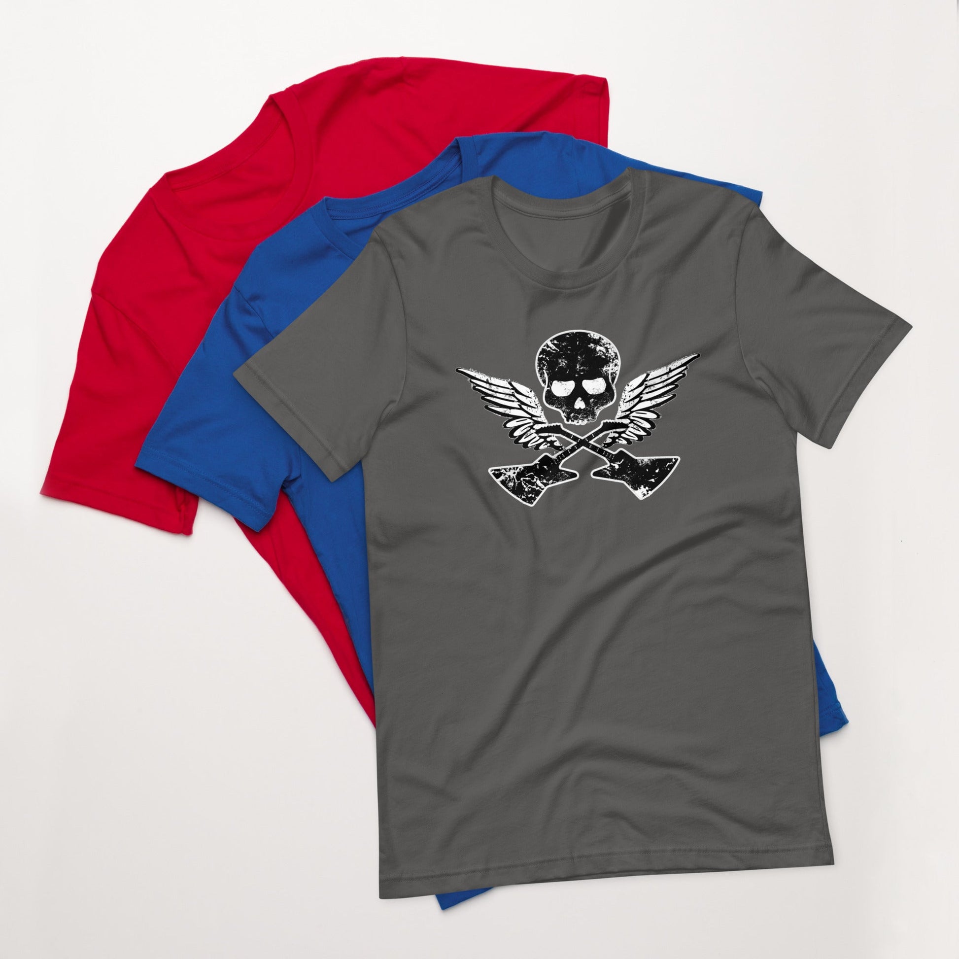 Scar Design T shirt Skull Guitar Wings T-shirt