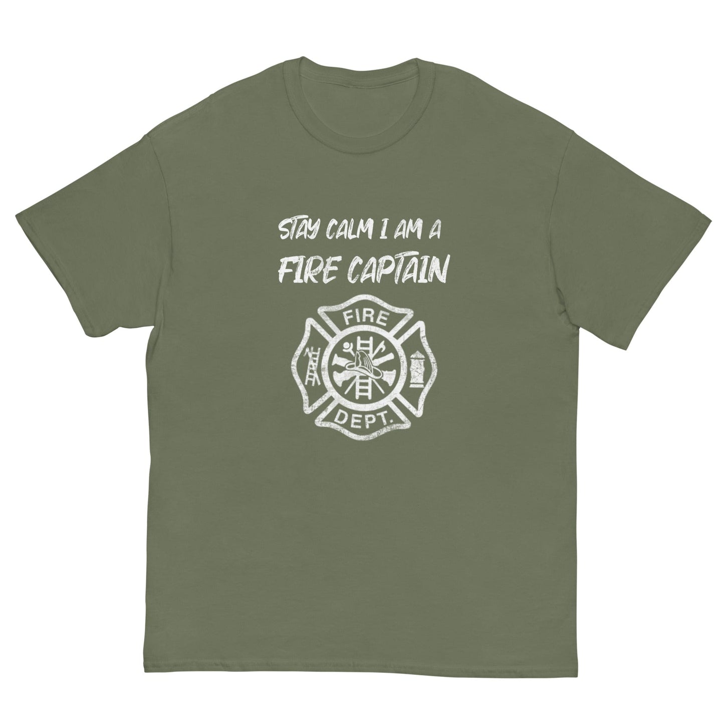 Stay Calm Fire Captain T-shirt Military Green / S
