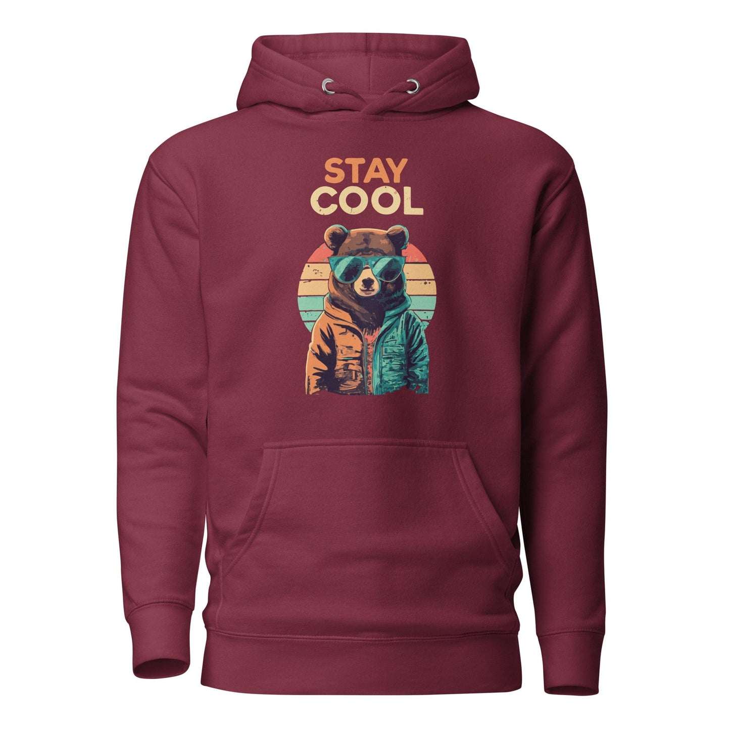 Stay Cool Teddy Bear Hoodie Maroon / S