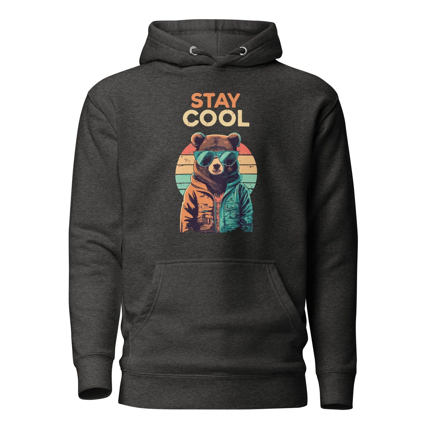 Stay Cool Teddy Bear Hoodie Charcoal Heather / S