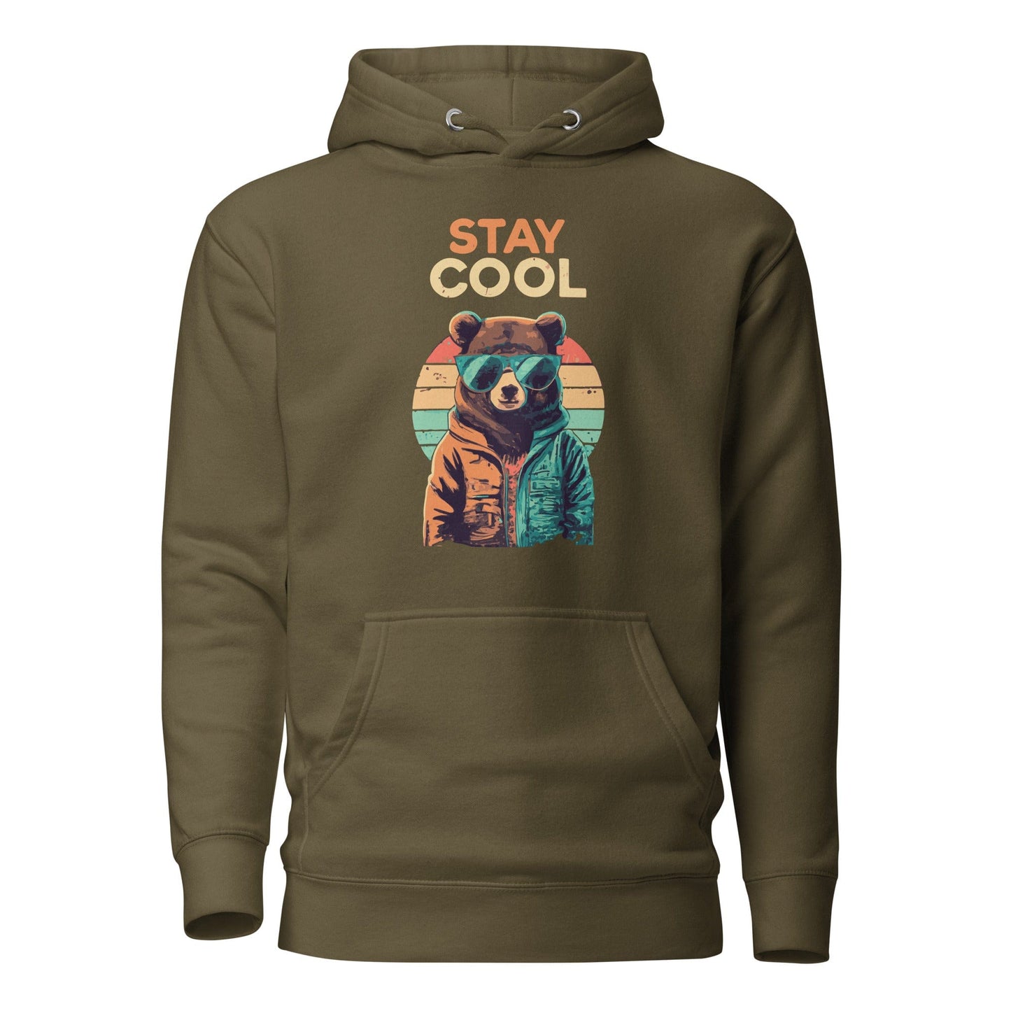 Stay Cool Teddy Bear Hoodie Military Green / S