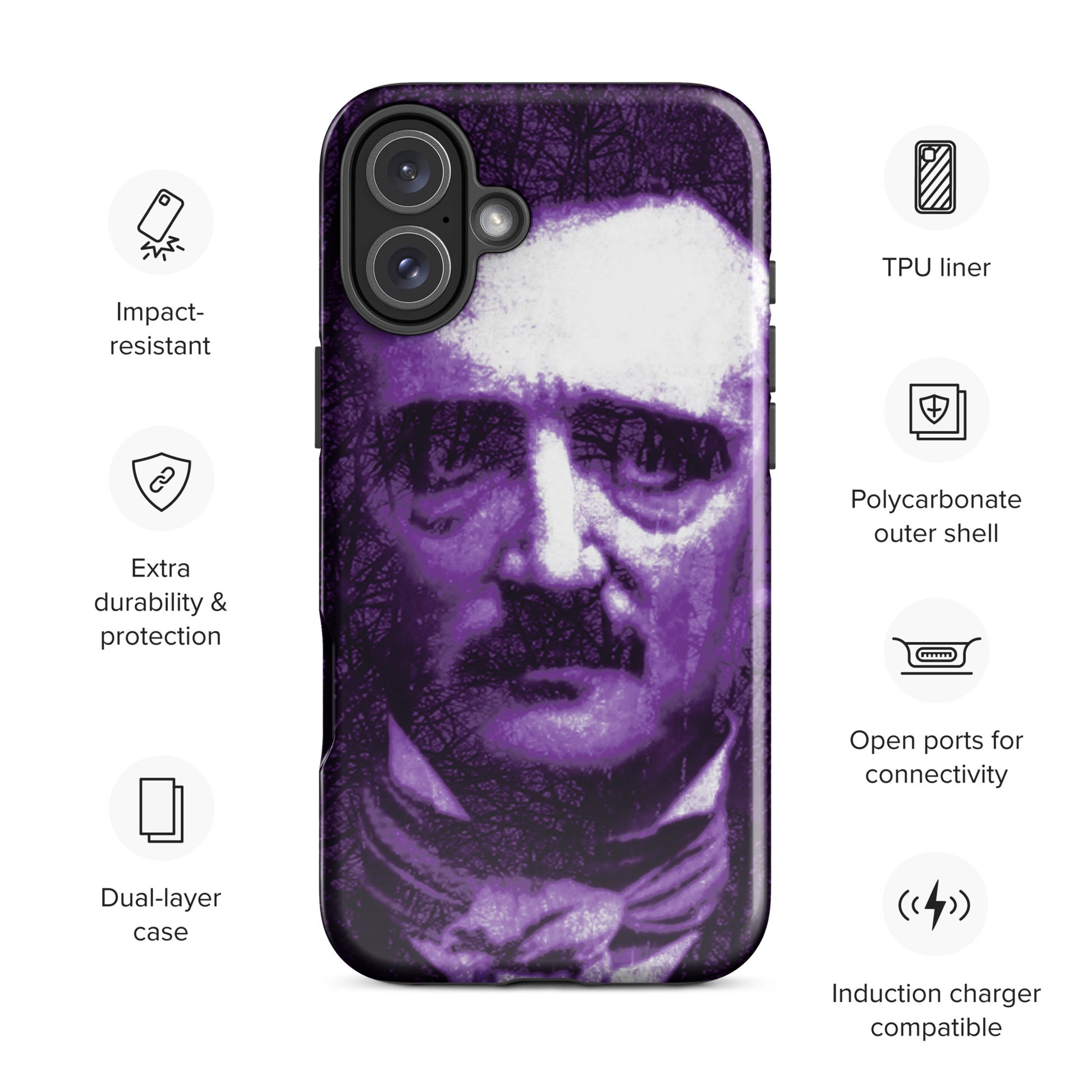 Edgar Allan Poe Tough iPhone® Case - Gothic Literature Phone Cover - Scar Design