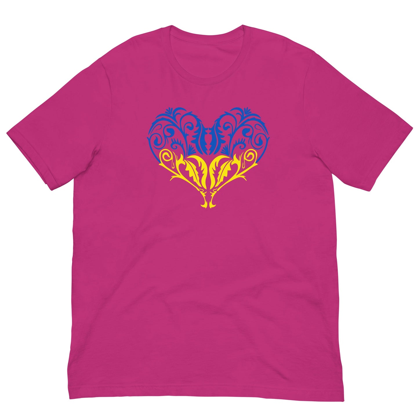 Ukraine flag heart T-shirt Berry / S