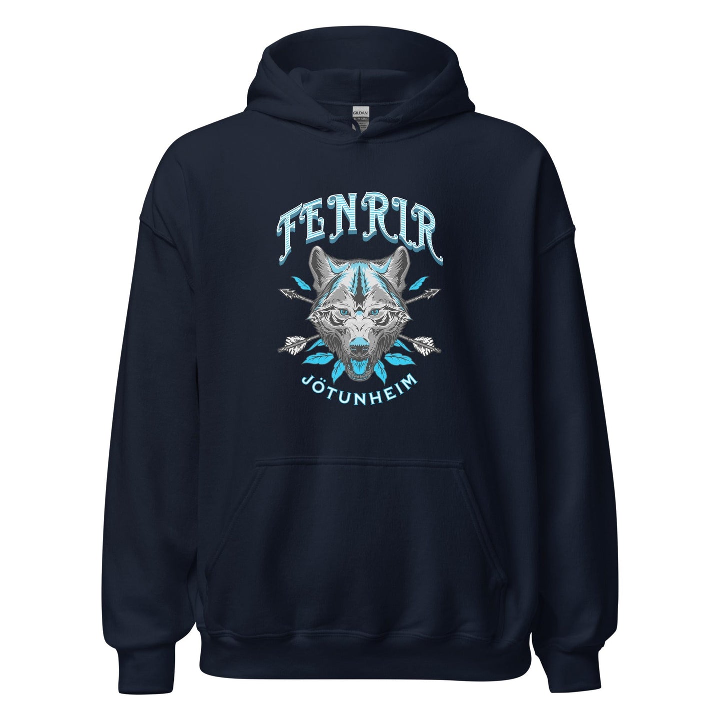 Viking Wolf Unisex Hoodie Navy / S
